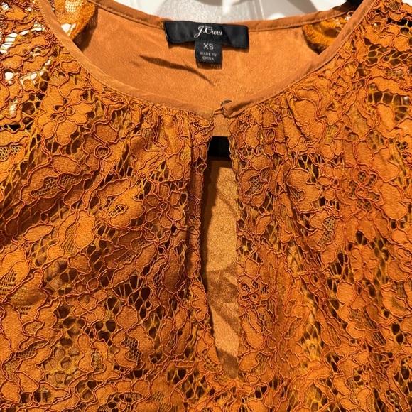 J Crew “Black Label” Copper Lace Keyhole Blouse - Picture 4 of 10